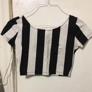 Black and White Striped Crop Top